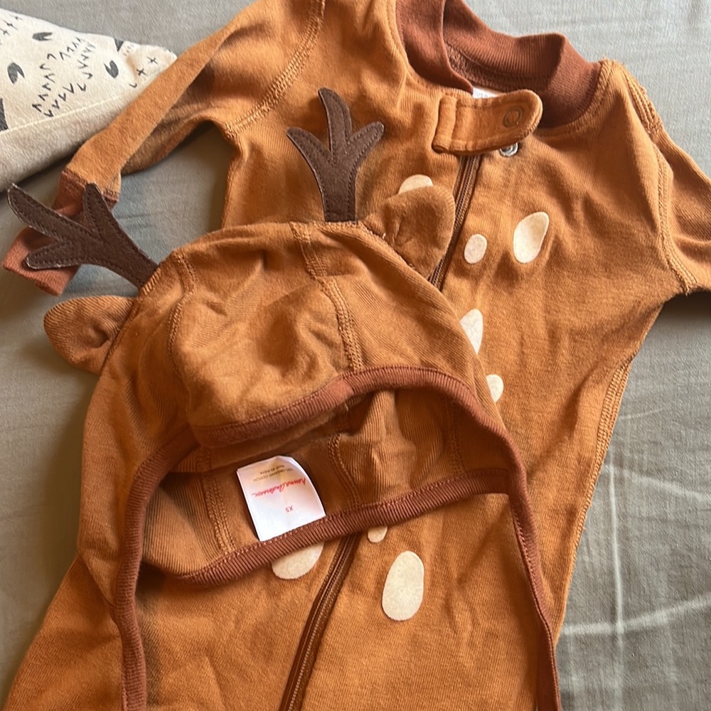 Reindeer onesie and bonnet